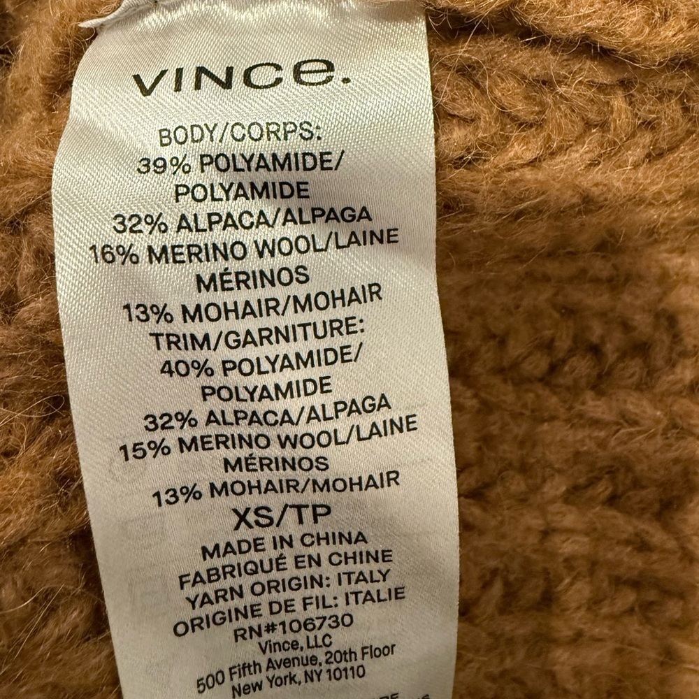 Vince Marled Raglan Mohair Alpaca-blend Sweater/Pullover Size XS - Picture 5 of 5